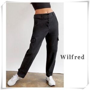 Wilfred Free Aritzia Black Modern High Rise Cotton Twill Cargo Pocket Pants 10
